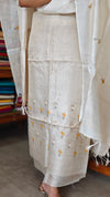 Cream Checked Tussar Silk Suit - 81NZ - A
