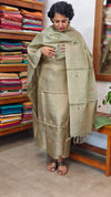Sage Green Zari Checked Tussar Silk Suit - 81NZ - B