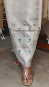 Cream Zari Checked Tussar Silk Suit - 81NZ - D