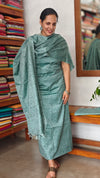 Teal Blue Semi Silk Woven Suit - 8912