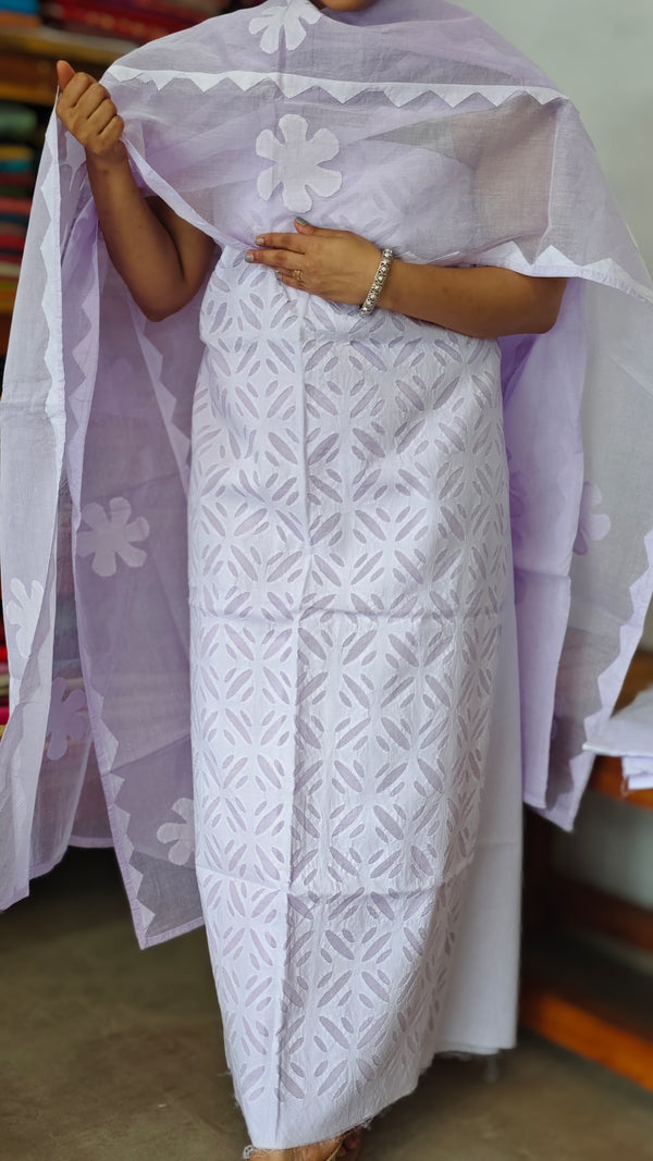 Lavender Cotton Applique Suit - MMC5