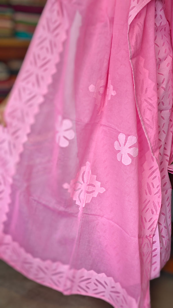 Pink Cotton Applique Suit - MMC5