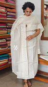 Off White Cotton Applique Suit - MMC5