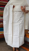 Off White Cotton Applique Suit - MMC5