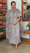 Grey Cotton Applique Suit - MMC5