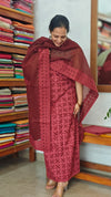 Reddish Maroon Cotton Applique Suit - MMC5