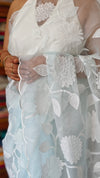 Ice Blue Organza Applique Saree - PSG2