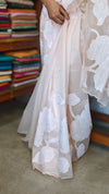 Pastel Pink Peach Applique Organza Saree - PSG2