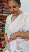 Pastel Pink Peach Applique Organza Saree - PSG2
