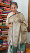 Light Beige Printed Tussar Silk Saree - PK772