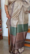 Light Beige Printed Tussar Silk Saree - PK772