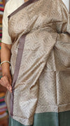 Light Beige Printed Tussar Silk Saree - PK772