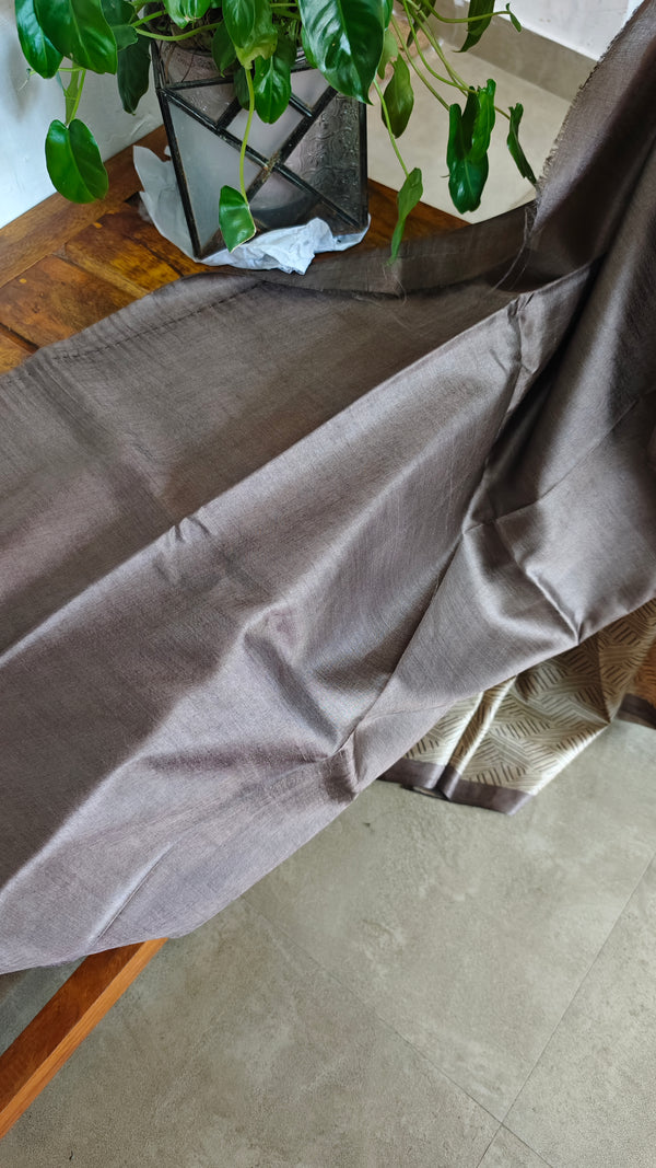 Light Beige Printed Tussar Silk Saree - PK772