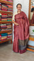 Dark Maroon Printed Tussar Silk Saree - PK772