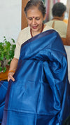 Azure Blue Printed Tussar Silk Saree - PK772