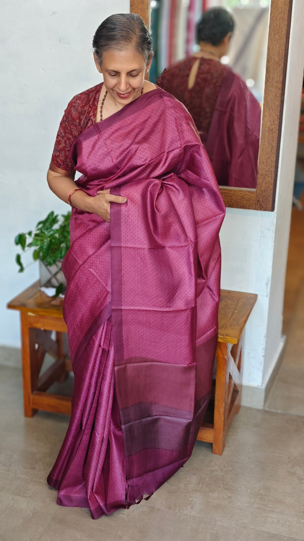 Fuchsia Pink Printed Silk Saree - PK772