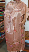 Peach Semi Tussar Suit with Painting - ETV6