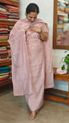 Nude Pink Muslin Suit with Embroidery
