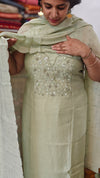 Sage Green Muslin Suit with Embroidery