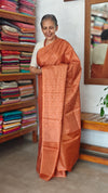 Rust Orange Noel Tussar Silk Saree with Jacquard Weaving - JNT46