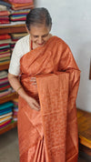 Rust Orange Noel Tussar Silk Saree with Jacquard Weaving - JNT46