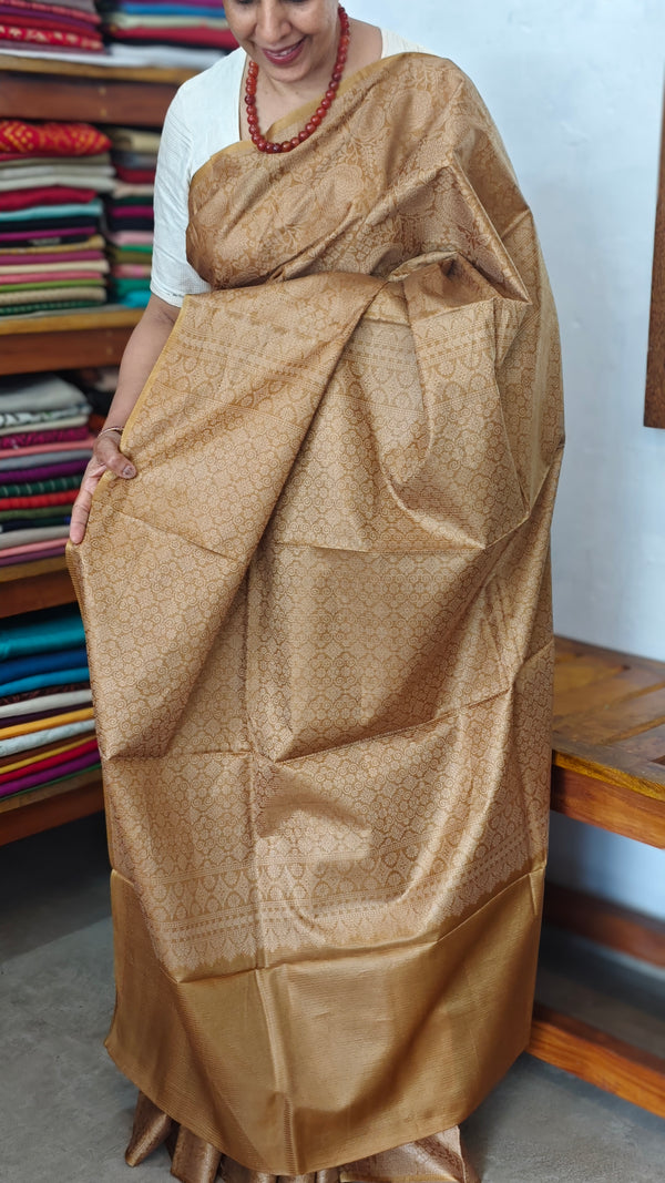 Mustard Brown Noel Tussar Silk Saree with Jacquard Weaving - JNT46