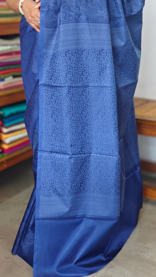 Royal Blue Noel Tussar Silk Saree with Jacquard Weaving - JNT46