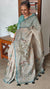 Printed Linen Tissue Saree - 3428 - Teal