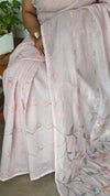 Pink Muslin Saree with Parsi Embroidery - 6437
