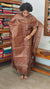 Chocolate Brown Printed Tussar Silk Suit - TN293