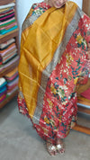 Orange Red Floral Printed Tussar Silk Suit - TN293