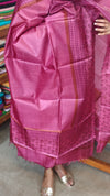 Hot Pink Printed Tussar Silk Suit - TN293