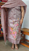 Mauve Semi Tussar Suit with Painting - ETV6