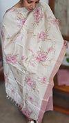 Cream and Lilac Floral Printed Semi Silk Suit - CSU8