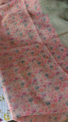 Green and Pink Printed Tissue Linen Saree - DMA37