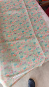 Lilac and Green Printed Linen Tissue Saree - DMA37