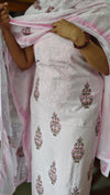 Light Pink Cotton Block Printed Suit - 3637