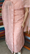 Peach Embroidered Crushed Organza Suit - PFV4