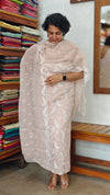 Nude Peach Embroidered Crushed Organza Suit - PFV4 - A1