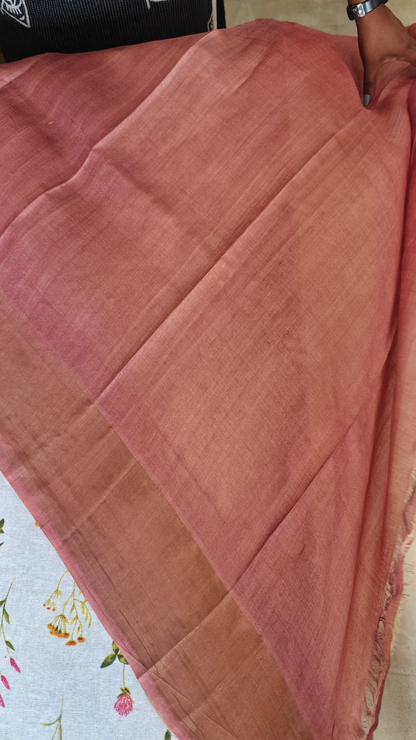 Cream and Mauve Printed Desi Tussar Silk Saree - EX2831