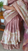 Mauve and Cream Printed Desi Tussar Silk Saree - EX2831