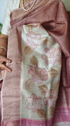 Mauve and Cream Printed Desi Tussar Silk Saree - EX2831