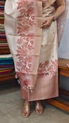 Dusty Rose and Cream Woven Semi Silk Suit - CSU8