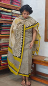 Black and Light Beige Geometric Block Print Chanderi Silk Suit - MC059