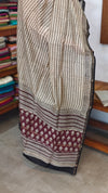 Wine and Beige Block Printed Chanderi Silk Suit - MC059