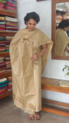 Golden Beige Checked Semi Silk Suit - TR26