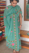 Teal Green Block Printed Cotton Suit