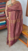 Wine Brown Mini Checks Semi Silk Saree - BGR8