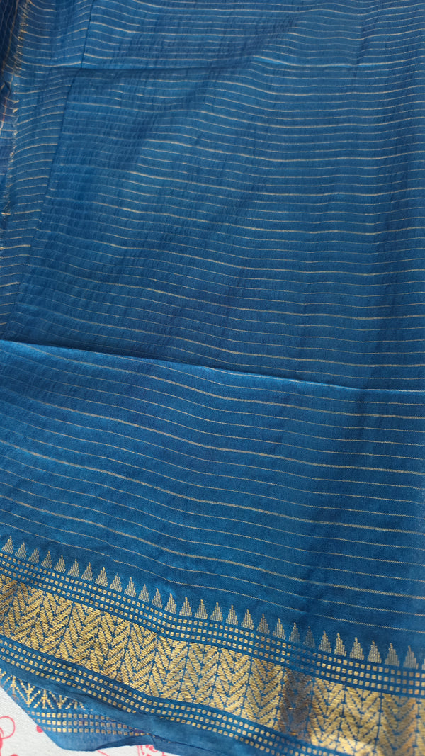 True Blue Mini Checks Semi Silk Saree - BGR8