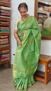Peridot Green Mini Checks Semi Silk Saree - BGR8
